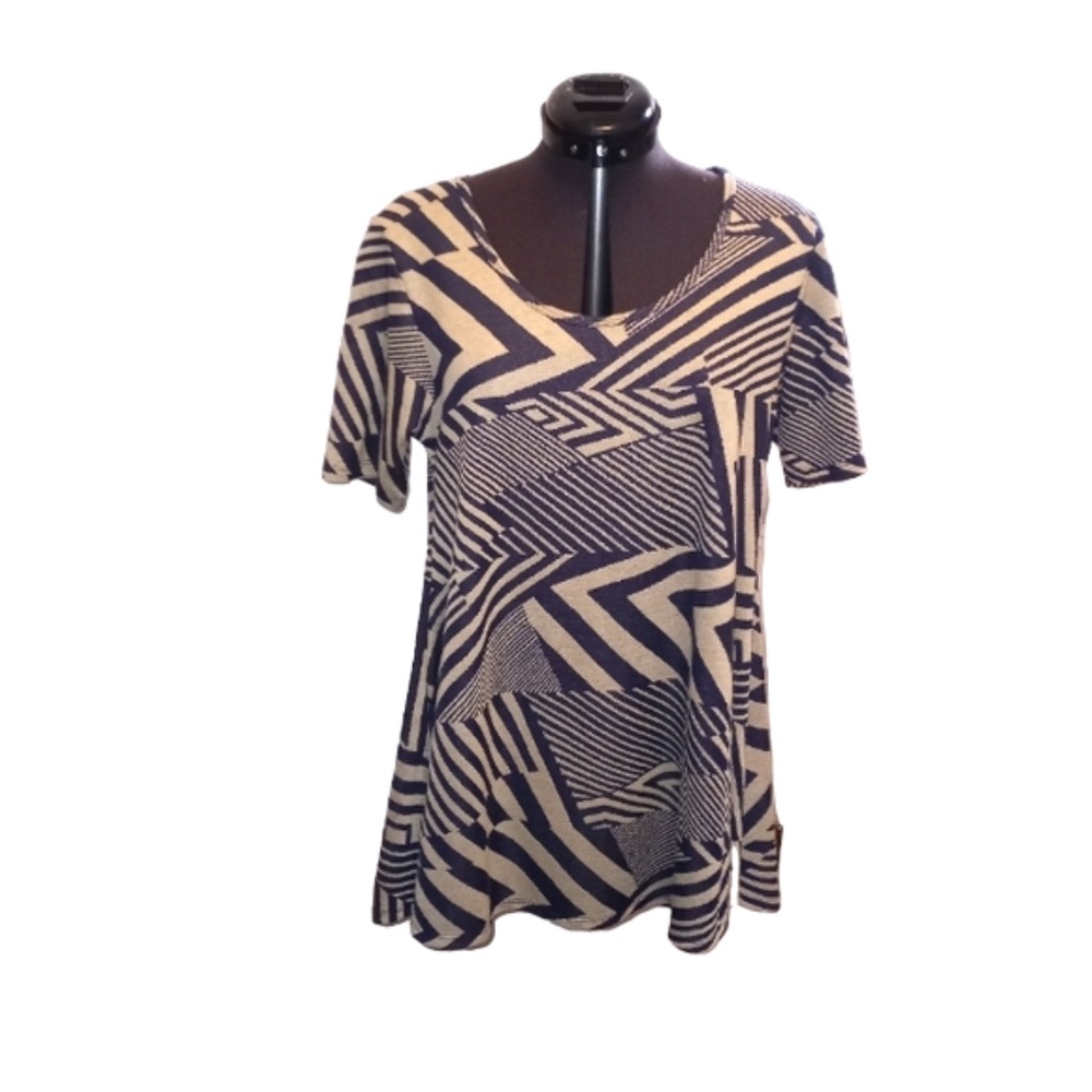 LulaRoe Perfect T Blue and Grey Top, Size: XS